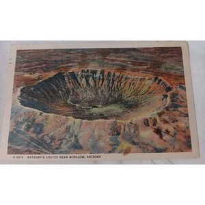 Meteorite Crater Winslow Arizona Postcard Sent Albuquerque To Kansas City 1940
